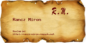 Rancz Miron névjegykártya